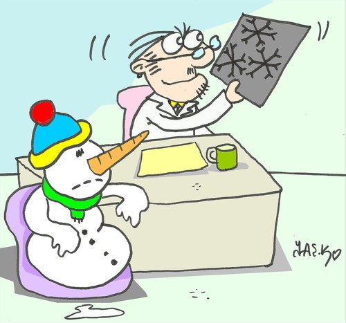 Cartoon: snow disease (medium) by yasar kemal turan tagged snow,disease,snowman,doctor,love