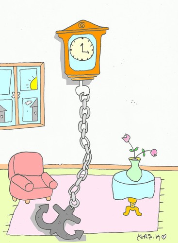 Cartoon: stop time (medium) by yasar kemal turan tagged stop,time,hours,anchor