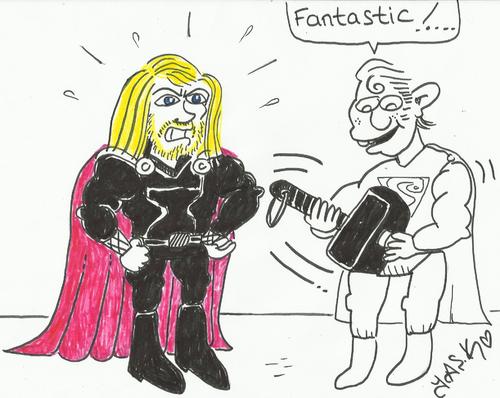 Cartoon: T H O R (medium) by yasar kemal turan tagged hero,süpermen,fantastic