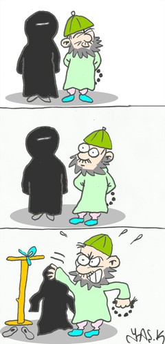 Cartoon: unexpected-women (medium) by yasar kemal turan tagged zealot,veiling,love,escape,unexpected,women