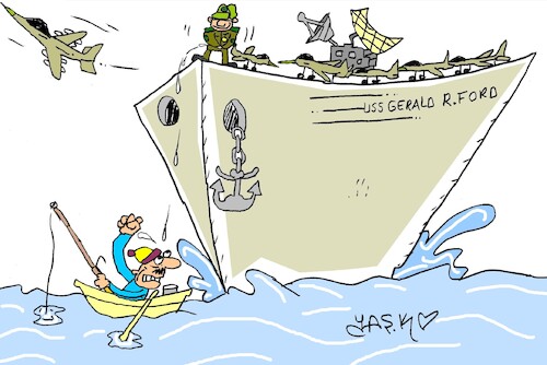 Cartoon: USS Gerald R Ford (medium) by yasar kemal turan tagged uss,gerald,ford