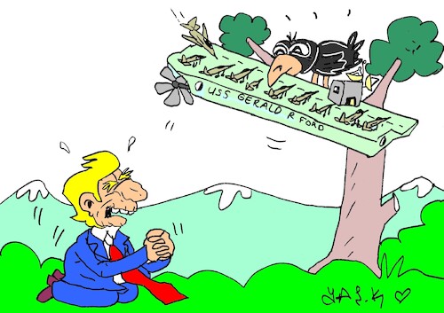 Cartoon: USS Gerald R Ford (medium) by yasar kemal turan tagged uss,gerald,ford