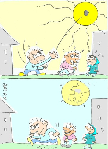 Cartoon: very hot (medium) by yasar kemal turan tagged break,weather,sun,hot,very