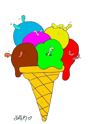 Cartoon: wormy ice cream (medium) by yasar kemal turan tagged wormy,ice,cream