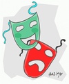 Cartoon: dilemma (small) by yasar kemal turan tagged dilemma,love,life,theater,mask