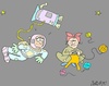 Cartoon: love of knitting (small) by yasar kemal turan tagged love,of,knitting,ball,space,astronaut