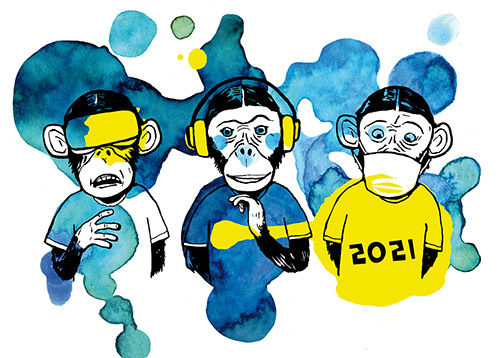 Cartoon: Three monkeys in 2021 (medium) by dodotes tagged animals