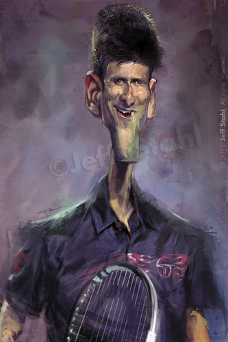 Cartoon: Novak Djokovic (medium) by Jeff Stahl tagged novak,djokovic,sports,tennis,champion,caricature,illustration,freelance,jeff,stahl,digital,painting,wacom