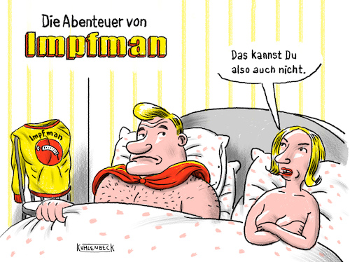 Cartoon: Impfman (medium) by Thomas Kuhlenbeck tagged impfung,impfen,impfzentrum,corona,impfstart,scheitern,versagen,überforderung,überfordert