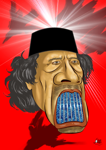 Cartoon: Wanted (medium) by aungminmin tagged gaddafi