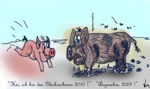Cartoon: Das neue Glücksschwein ist da! (medium) by Lutz-i tagged neujahr,glück,schwein