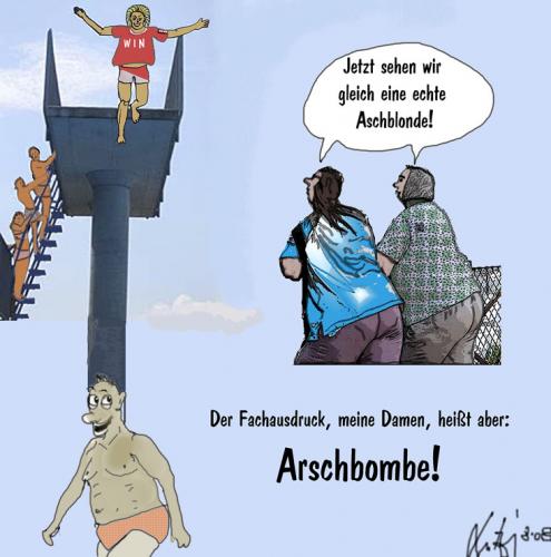 Cartoon: Eine echte Aschblonde (medium) by Lutz-i tagged arschbombe