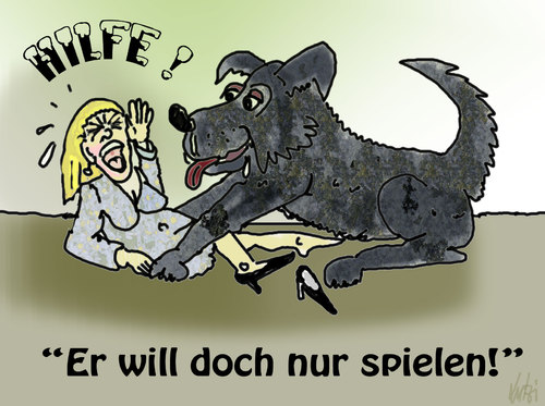 Cartoon: Hilfe (medium) by Lutz-i tagged hund,spiel