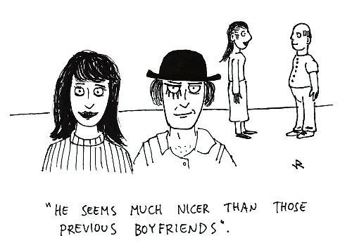 Cartoon: Much nicer (medium) by Jani The Rock tagged clockwork,orange,anthony,burgess,stanley,kubrick,boyfriend,alex,delarge