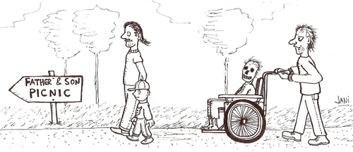 Cartoon: Picnic (medium) by Jani The Rock tagged picnic,father,son,corpse,death