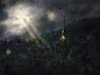 Cartoon: In the Woods (small) by alesza tagged landscape village dark spooky church horror sullen light darkness woods forest