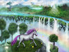 Cartoon: Unicorns World (small) by alesza tagged unicorn,fantasy,landscape,concept,art,painted,smoke,hipster,tumblr,pink,purple,waterfall,horse,baloon,tower,castle,rainbow,colorful,girl,children,tale,fairy,tales,color,green,magic,magical,enchanted,ivory