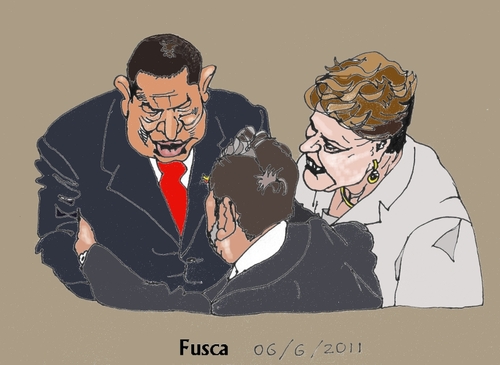 Cartoon: Who really runs Brazil (medium) by Fusca tagged dictators,populist,corruption,puppets,dilma,lula,chavez