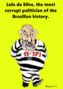 Cartoon: Lula da Silva in jail (small) by Fusca tagged lula,da,silva,jail,corruption,brazil,petrobras,imprisonment,corrupt,politician