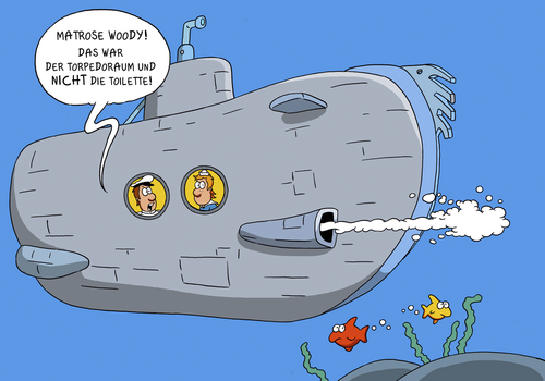 Cartoon: UBOOT-TOILETTE (medium) by ChristianP tagged submarine,toilet