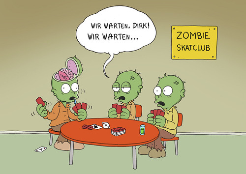 Cartoon: Zombie-Skat (medium) by ChristianP tagged zombies,skat