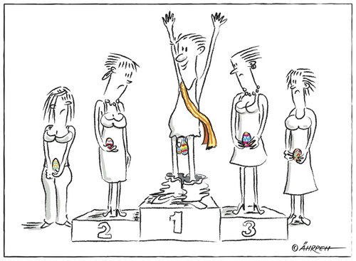Cartoon: Eier-Malwettbewerb (medium) by rpeter tagged ostern,eier,sieger,mann,frau