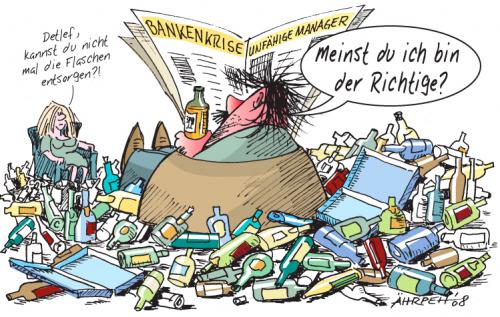 Cartoon: Flaschen (medium) by rpeter tagged bank,flaschen,bankenkrise,manager