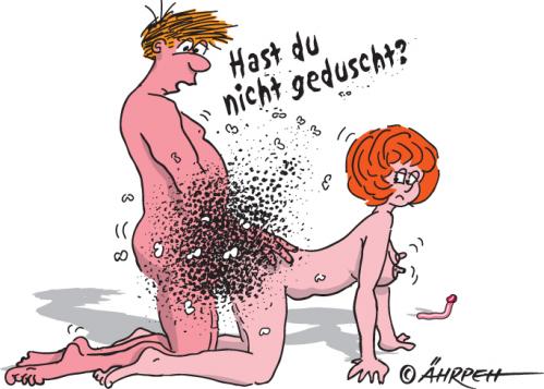 Cartoon: Körperhygiene (medium) by rpeter tagged fliegen,mann,frau,nackt