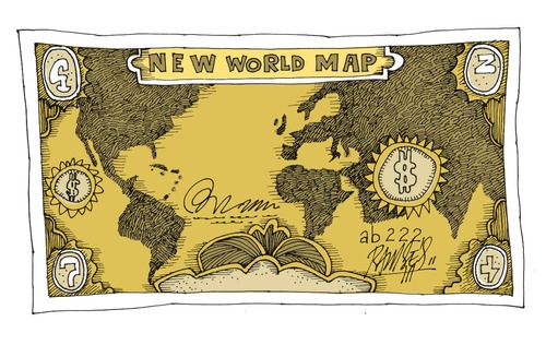 Cartoon: Bill map (medium) by Ramses tagged money