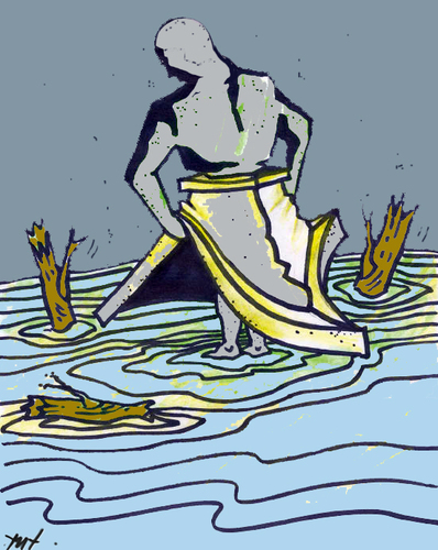 Cartoon: Inundation (medium) by Monica Zanet tagged zanet,free,statues,inundation