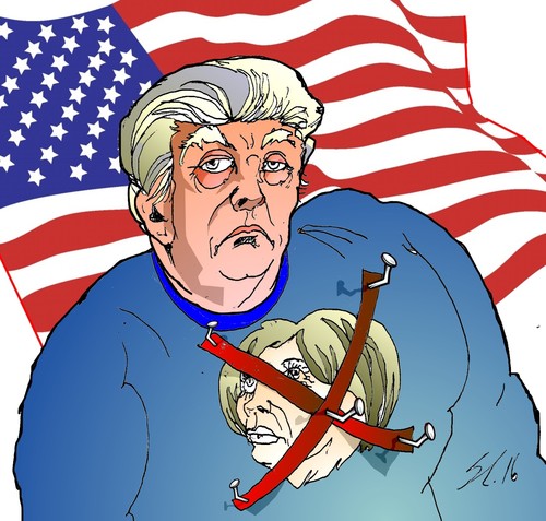Cartoon: Politik ist schmerzhaft. (medium) by medwed1 tagged tramp,usa,vote