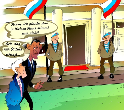 Cartoon: Putinscherzt (medium) by medwed1 tagged putin,weisehaus,usa,scherz