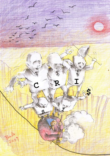 Cartoon: Crisis (medium) by boa tagged world,crisis,humor,animation,romania,happy,nice,funy,artboa,cartoon,caricature,boa