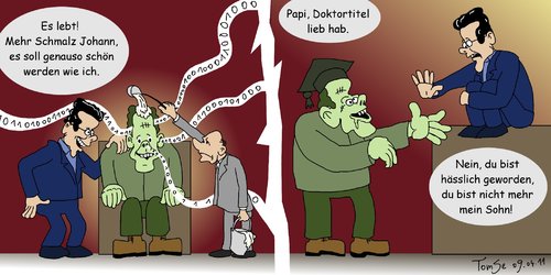 Cartoon: Guttis Schöpfung (medium) by TomSe tagged schmalz,frankenstein,monster,dissertation,guttenberg