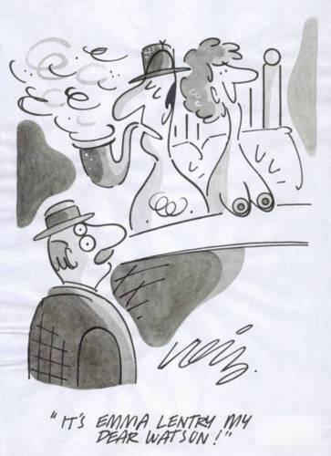 Cartoon: Emma Lentry (medium) by neilo tagged sherlock,holmes,breasts,pipe,smoke,smoking,detective,doctor,watson,literature