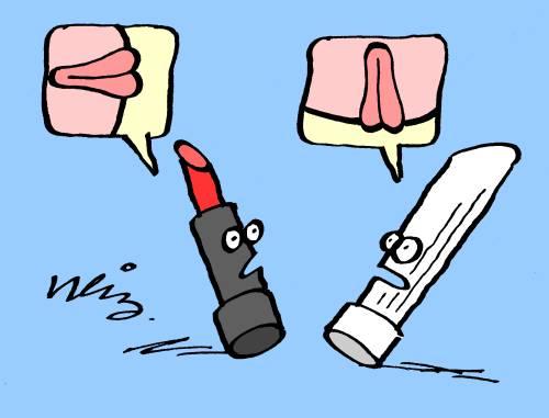 Cartoon: What things talk about - Part 4 (medium) by neilo tagged lipstick,vibrator