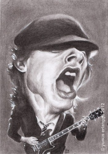 Cartoon: Angus Young of ACDC (medium) by Joen Yunus tagged rockstar,pencil,drawing,caricature