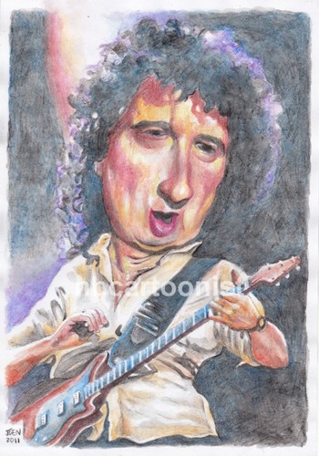 Cartoon: Brian May of Queen (medium) by Joen Yunus tagged carricature,colored,pencil,queen,brian,may,rock,guitarist