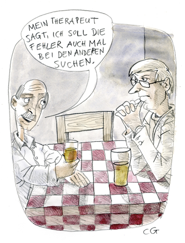 Cartoon: Die Fehler der Anderen (medium) by Christoph Gremmer tagged psychotherapie,dialog,therapie
