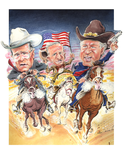 Cartoon: Bush Clinton Perot caricatures (medium) by Colin A Daniel tagged george,bush,bill,clinton,ross,perot,caricatures,colin,daniel