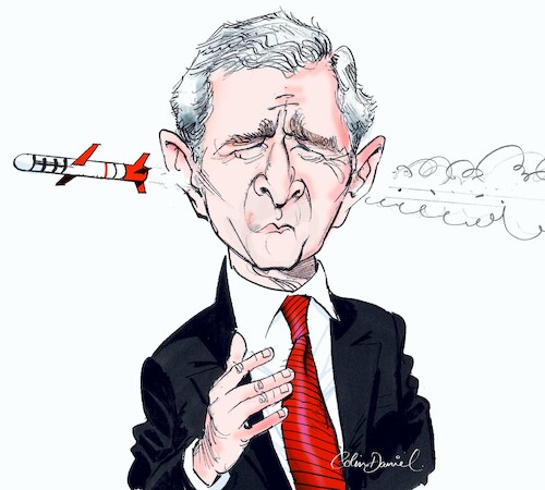 Cartoon: George W Bush caricature (medium) by Colin A Daniel tagged george,bush,caricature,colin,daniel
