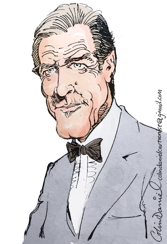 Cartoon: Roger Moore caricature (medium) by Colin A Daniel tagged roger,moore,caricature,cartoon,illustration,drawing,1983