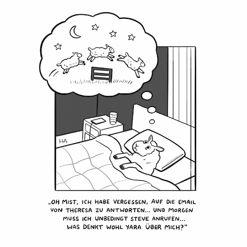 Cartoon: Schäfchenzählen (medium) by HilaryAllison tagged schaf,schäfe,schäfchen,zählen,schlafstörung,insomnia,counting,sheep,email,liste,aufgabenliste