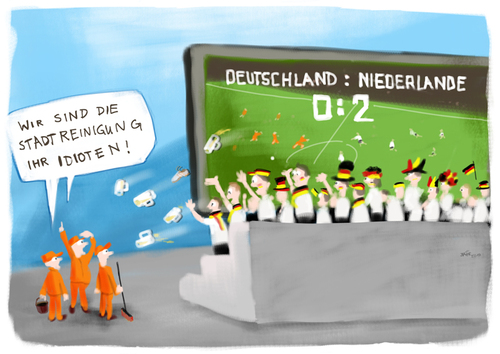 Cartoon: german fans (medium) by kgbr tagged football,soccer,germany,netherlands,wm