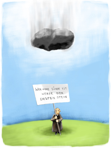 Cartoon: Wer ohne Sünde ist... (medium) by kgbr tagged stein,sin,sünde