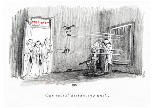 Cartoon: Social Distancing (medium) by helmutk tagged business