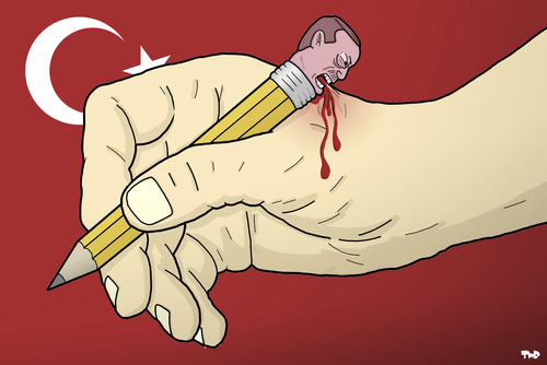 Cartoon: Cartooning in Turkey (medium) by Tjeerd Royaards tagged erdogan,media,freedom,erdogan,media,freedom