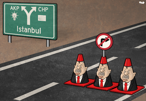 Cartoon: Road to Istanbul (medium) by Tjeerd Royaards tagged erdogan,turkey,democracy,erdogan,turkey,democracy
