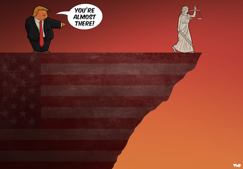 Cartoon: The US Justice System (medium) by Tjeerd Royaards tagged trump,us,court,justice,trump,us,court,justice