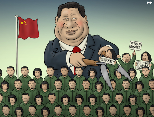 Cartoon: Xi the gardener (medium) by Tjeerd Royaards tagged xi,jinping,china,dictator,human,rights,leader,uyghurs,xi,jinping,china,dictator,human,rights,leader,uyghurs